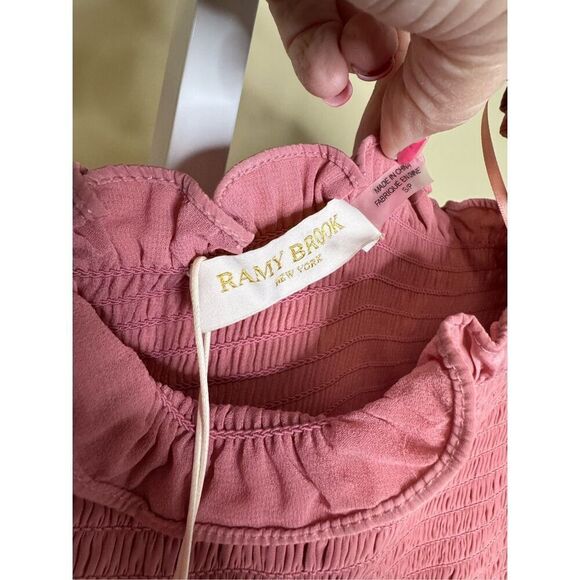 Ramy Brook NWT Anita Smocked Ruffle Midi Dress in Pink Size S - Picture 4 of 9